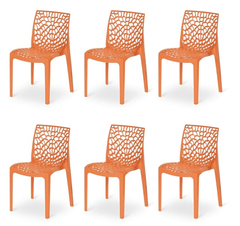 Supreme Web Plastic Chair (Orange, Set of 6)-1