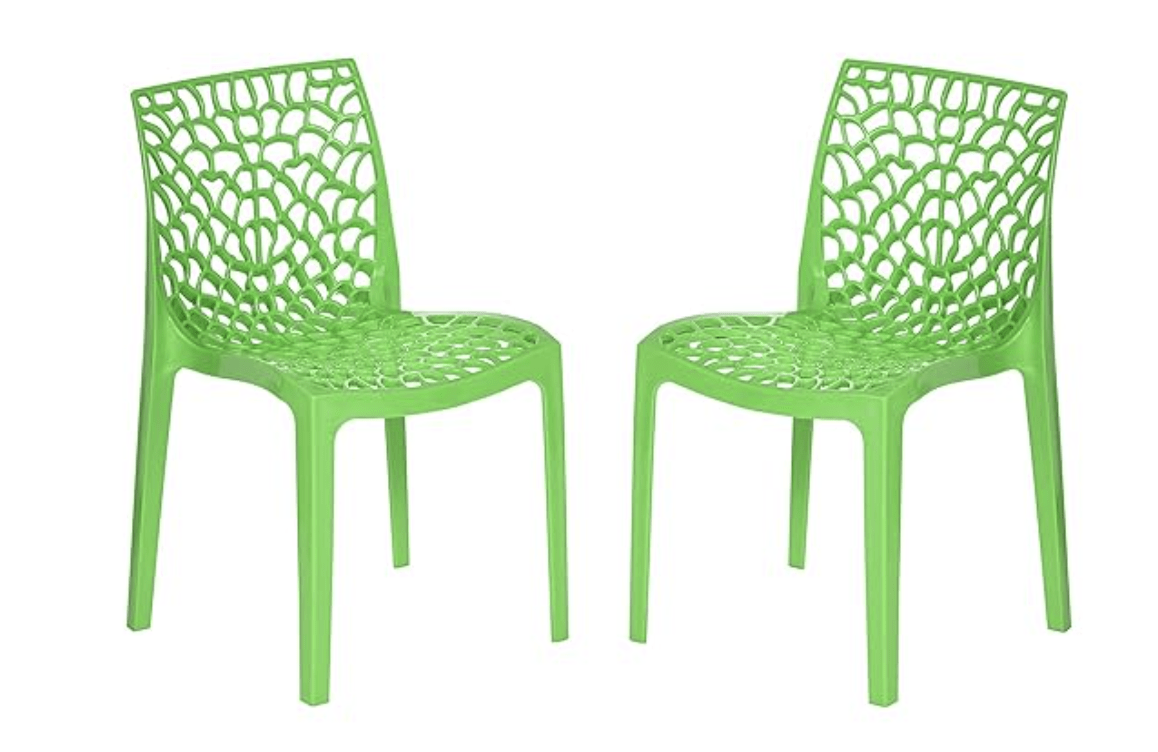 Supreme Web Heavy Plastic Chair for Home&amp;Garden (Parrot Green)(Set of 2)
