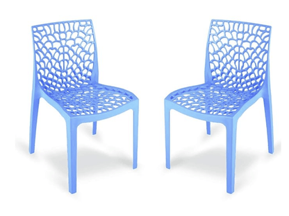 Supreme Web Plastic Dining Chair | Web Armless Chair for Home | Office | Cafe | Garden | Indoor&Outdoor Use | Web Chair Soft Blue | Armless Heavy Chair | Set of 2