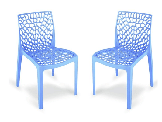 Supreme Web Plastic Dining Chair | Web Armless Chair for Home | Office | Cafe | Garden | Indoor&Outdoor Use | Web Chair Soft Blue | Armless Heavy Chair | Set of 2