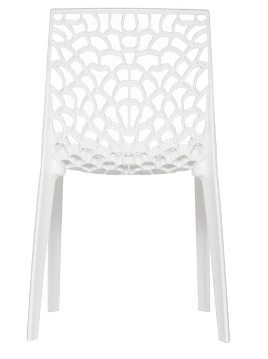 Supreme Web Plastic Dining Chair | Armless Plastic Chair for Home | Office | Cafe | Garden | Indoor&amp;Outdoor Use | Plastic Chair Set of 2 |Colour: White; Set of 2 Chair