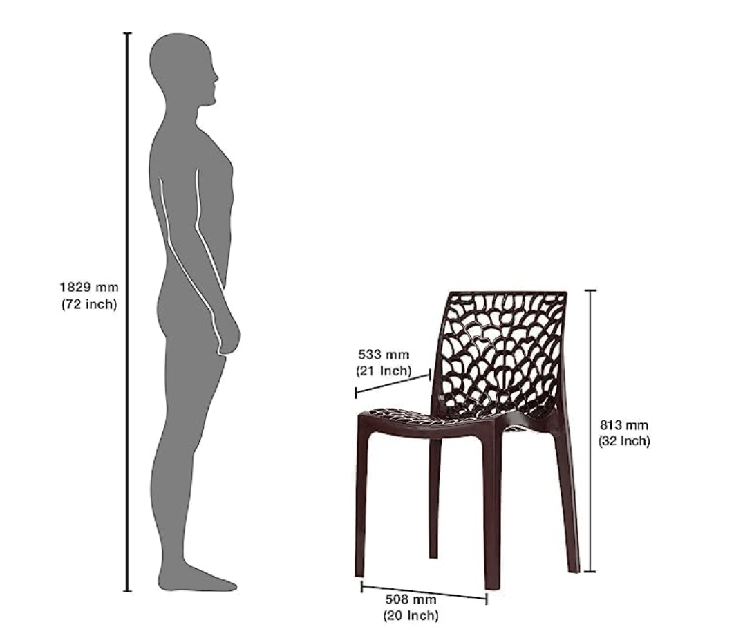 Supreme Web Plastic Dining Chair | Web Armless Plastic Chair for Home | Office | Cafe | Garden | Indoor&amp;Outdoor Use | Colour: Globus Brown; Set of 2