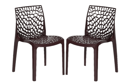 Supreme Web Plastic Dining Chair | Web Armless Plastic Chair for Home | Office | Cafe | Garden | Indoor&amp;Outdoor Use | Colour: Globus Brown; Set of 2