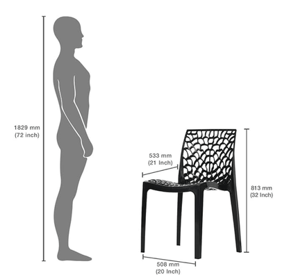 Supreme Web Plastic Dining Chair | Armless Plastic Chair for Home | Office | Cafe | Garden | Indoor&Outdoor Use | Armless Heavy Chair | Colour: Black, Set of 2