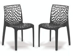 Supreme Web Plastic Dining Chair | Armless Plastic Chair for Home | Office | Cafe | Garden | Indoor&Outdoor Use | Armless Heavy Chair | Colour: Black, Set of 2-1