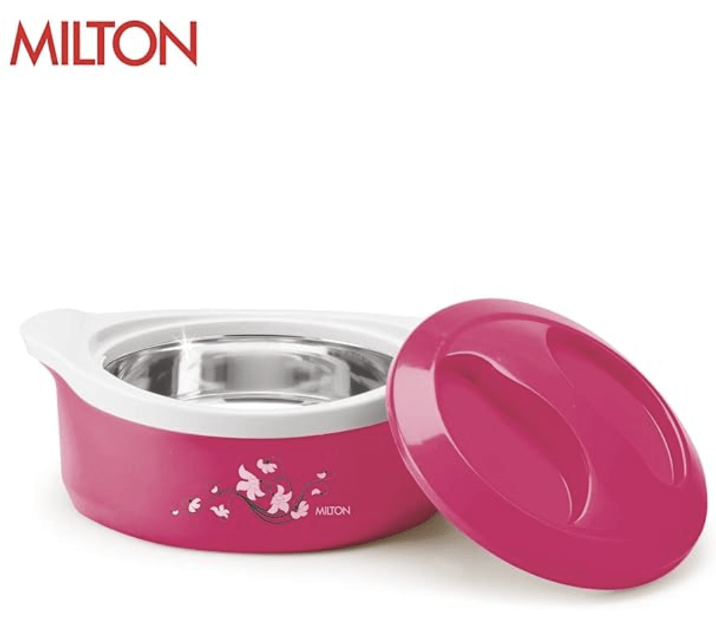 MILTON Stainless Steel Printed Casserole ( 1500ml, Pink )