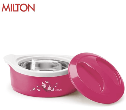 MILTON Stainless Steel Printed Casserole ( 1500ml, Pink )