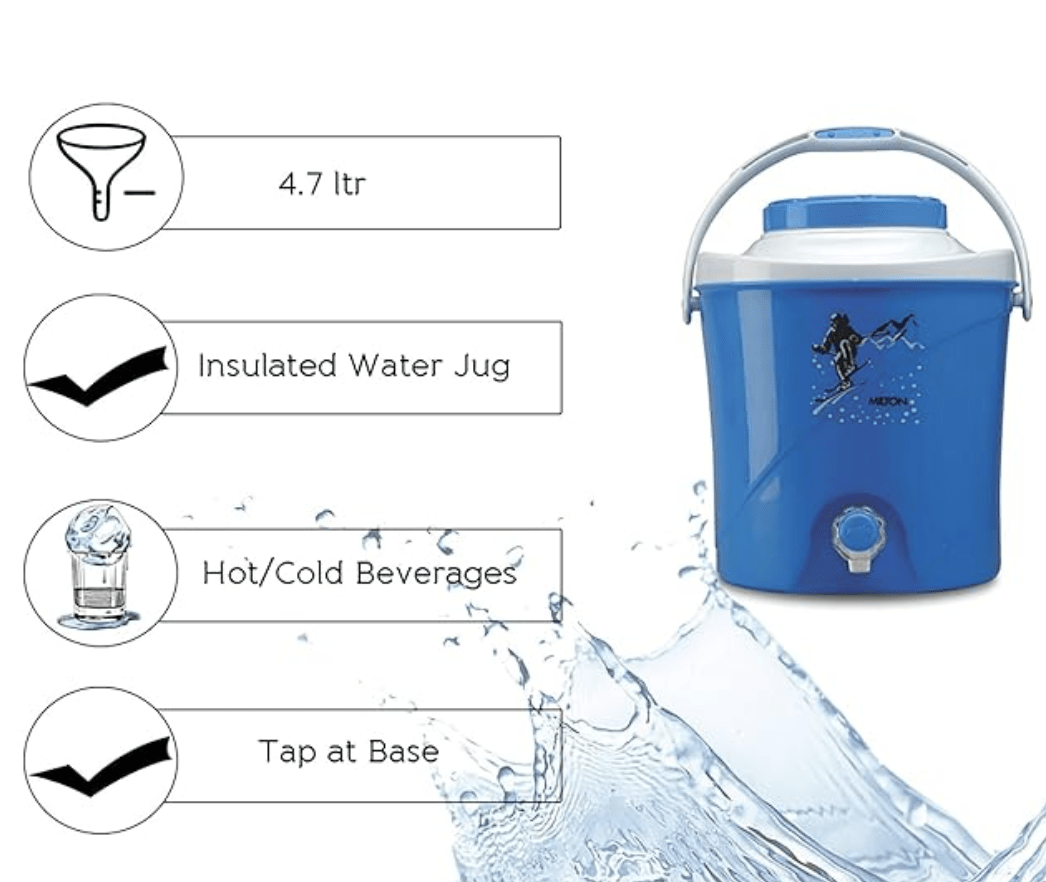 மில்டன் கூல் ஸ்டாலியன் 5 இன்சுலேட்டட் பிளாஸ்டிக் வாட்டர் ஜக், 4.7 லிட்டர், 1 பீஸ் 
