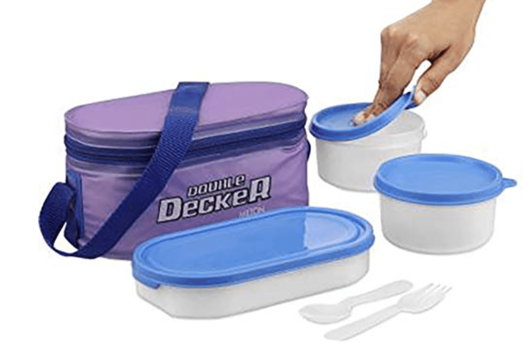 Milton Softline Double Decker Lunch Box, Set of 3, (450 ml, 280 ml, 280 ml)