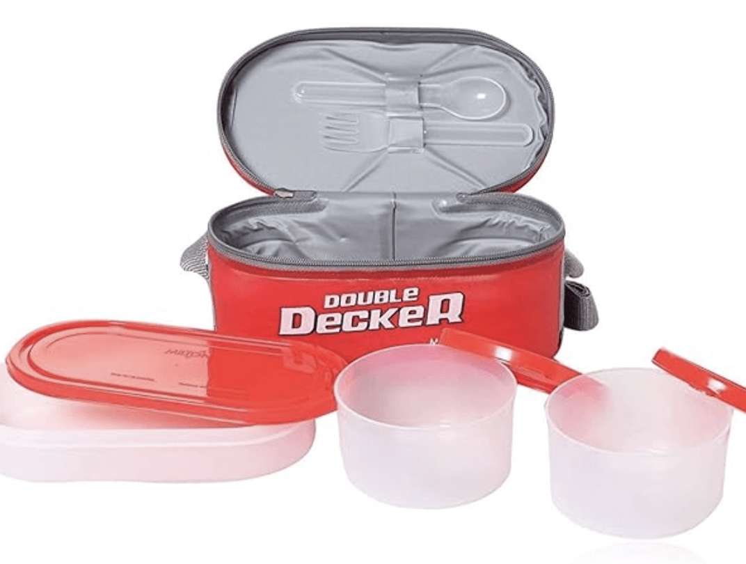 Milton Softline Double Decker Lunch Box, Set of 3, (450 ml, 280 ml, 280 ml)