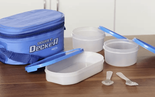 Milton Softline Double Decker Lunch Box, Set of 3, (450 ml, 280 ml, 280 ml)