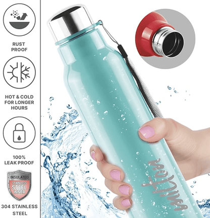 Milton Cube Lunchmate (Steel Fit Insulated Water Bottle, 630 ml & Cubic Big Tiffin, 1.1 Litre)