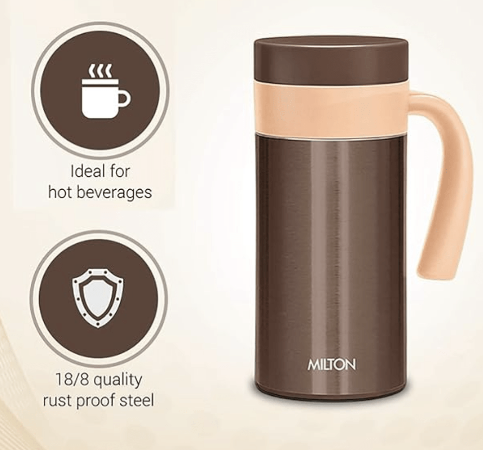 Milton Flagon Thermosteel Vacuum Insulated Flask, 400 ml, Steel