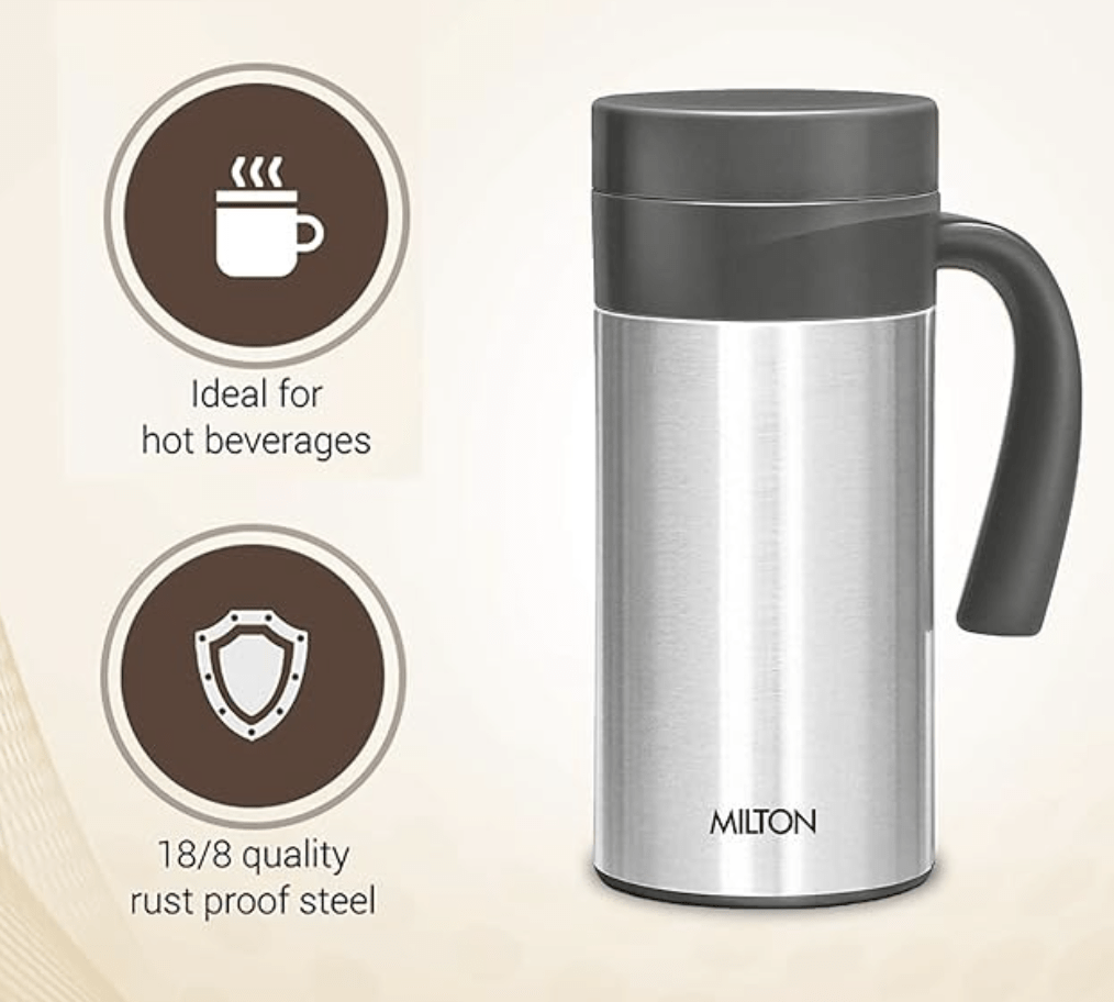 Milton Flagon Thermosteel Vacuum Insulated Flask, 400 ml, Steel