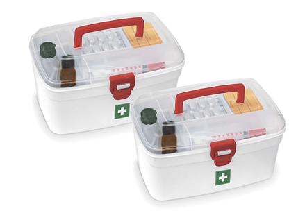 MILTON Plastic Bpa-Free Emergency Portal Medicine Storage Box With Detachable Tray (White, Set of 2) Rectangular