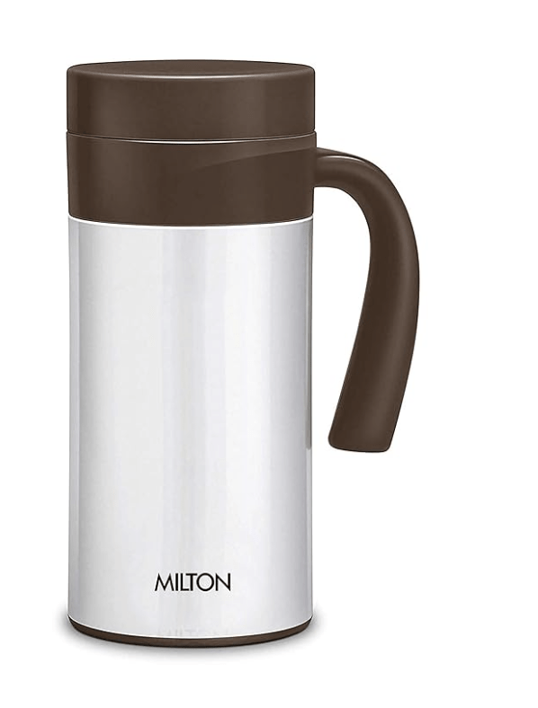 Milton Flagon Thermosteel Vacuum Insulated Flask, 400 ml, Steel Brpwn | Hot & Cold | Rust Proof | Leak Proof | Mug for Tea, Coffee & Juice
