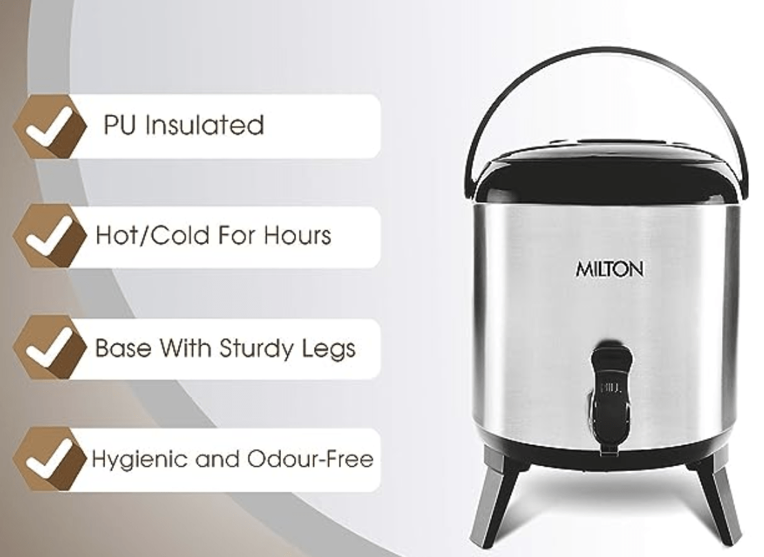 Milton Stellar 6 Thermosteel Water Jug, 5.7 Litres, Steelplain