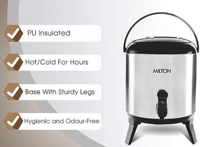 Milton Stellar 6 Thermosteel Water Jug, 5.7 Litres, Steelplain