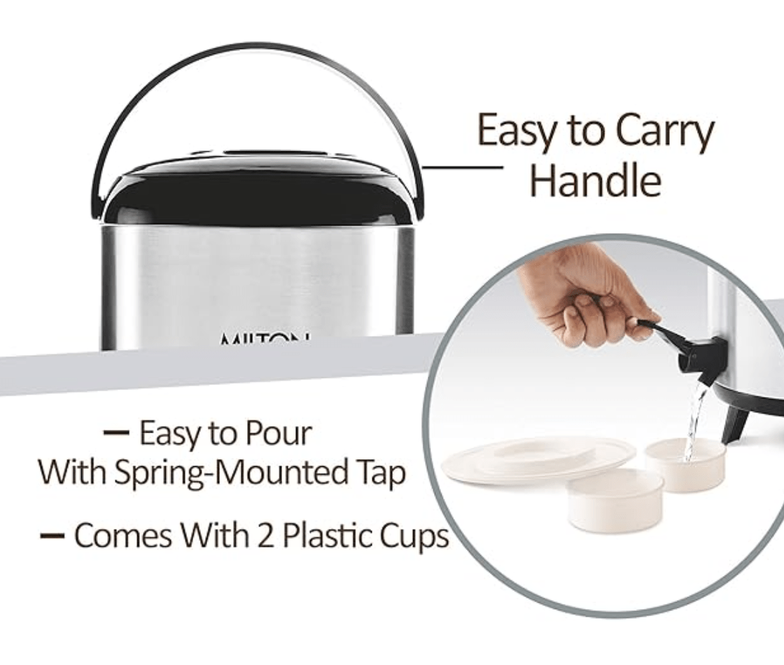 Milton Stellar 6 Thermosteel Water Jug, 5.7 Litres, Steelplain