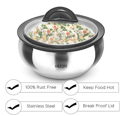 மில்டன் கிளாரியன் 1500 ஸ்டீல் கேசரோல், 1.2லி ஸ்டீல்ப்ளைன் 