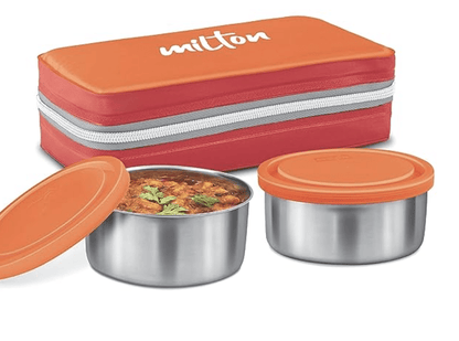 MILTON New Mini Lunch Insulated Tiffin, Set of 2, (280 ml Each), with Jacket