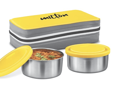 MILTON New Mini Lunch Insulated Tiffin, Set of 2, (280 ml Each), with Jacket