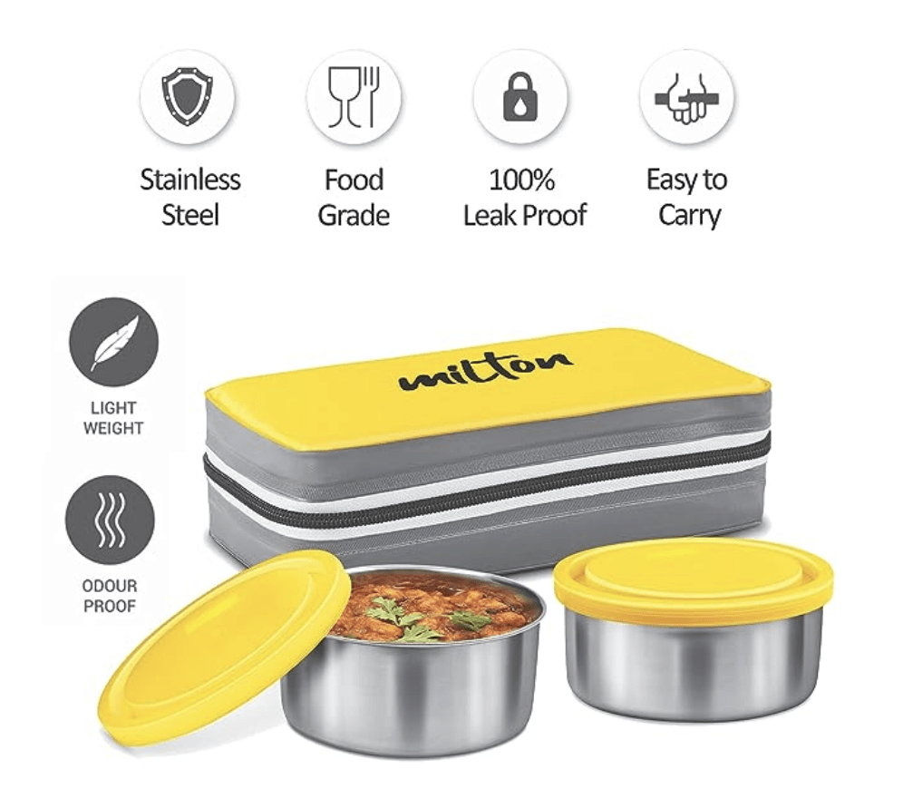 MILTON New Mini Lunch Insulated Tiffin, Set of 2, (280 ml Each), with Jacket-4