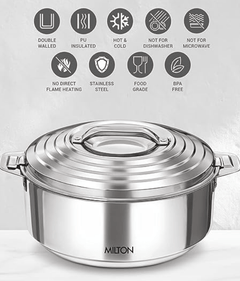 MILTON Galaxia 3500 Double Walled Stainless Steel Casserole, 3.33 litres, Silver | PU Insulated | Hot & Cold | Hygiene | Odourless-3
