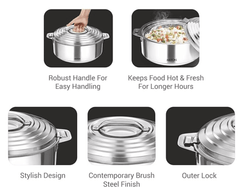 MILTON Galaxia 3500 Double Walled Stainless Steel Casserole, 3.33 litres, Silver | PU Insulated | Hot & Cold | Hygiene | Odourless-2