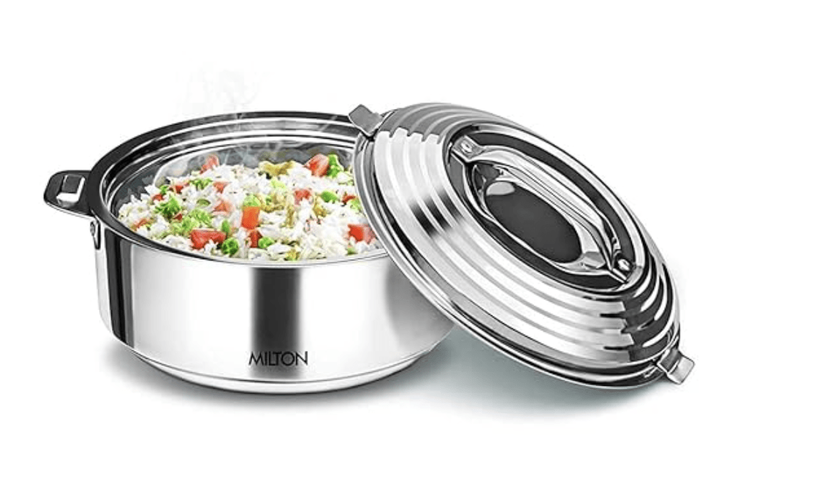 MILTON Galaxia Double Walled Stainless Steel Casserole, Set of 3, (1.2 Litre, 2.09 Litre, 2.45 Litre), Silver | PU Insulated | Double Walled | Hot and Cold-6