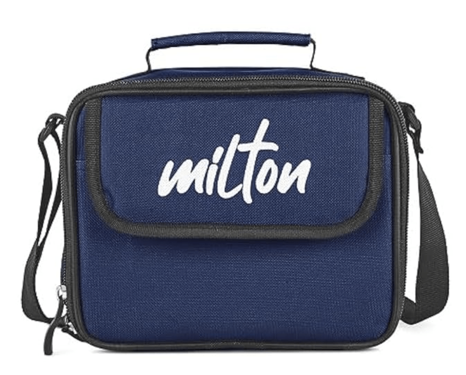 MILTON New Steel Combi Lunch Box, 3 Containers and 1 Tumbler with Jacket, Set of 4, Black | Food Grade | Light Weight | Dishwasher Safe | Easy to Carry | Leak Proof