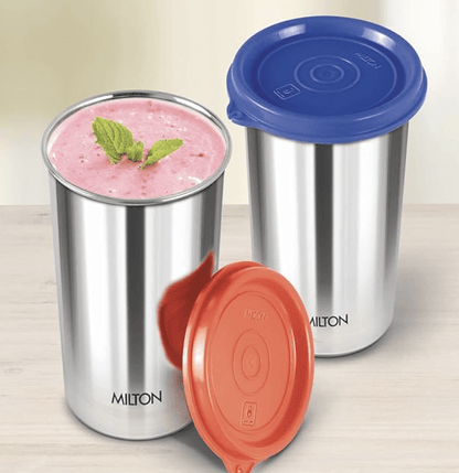 MILTON Stainless Steel Tumbler with Lid, 415 ml, 1 Piece, Assorted (Lid Color May Vary) | Office | Gym | Yoga | Home | Kitchen | Hiking | Treking | Travel Tumbler