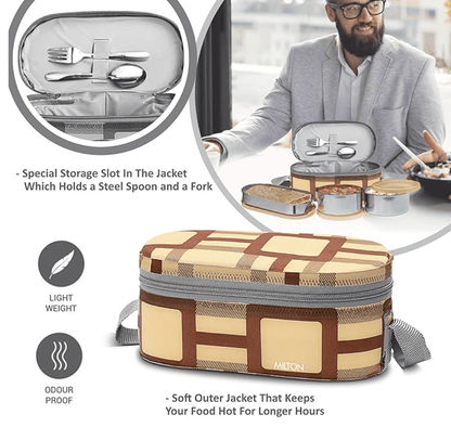 MILTON Corporate Lunch Stainless Steel Containers Set of 3, Yellow