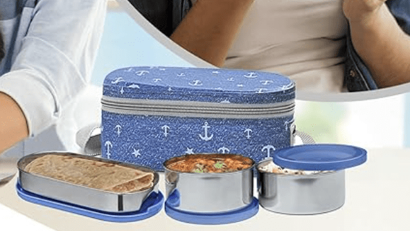 MILTON Corporate Lunch Stainless Steel Containers Set of 3, Yellow