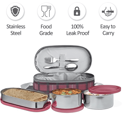 MILTON Corporate Lunch Stainless Steel Containers Set of 3, Yellow