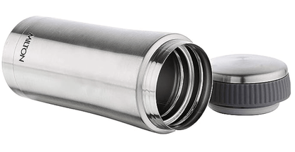 Milton Optima 420 Thermosteel Hot and Cold Flask, 420 ml, Silver | Vacuum Insulated | Rust Proof | Leak Proof | Tea | Coffee | Juice