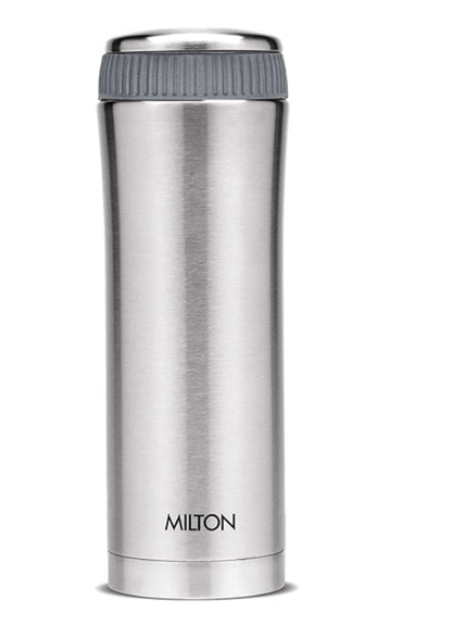 Milton Optima 500 Thermosteel Hot and Cold Flask, 460 ml, Silver | Vacuum Insulated | Rust Proof | Leak Proof | Tea | Coffee | Juice