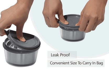 Milton Nutri Stainless Steel Insulated Tiffin Set, 320ml, Set of 2, Black