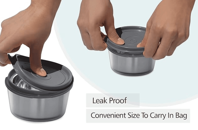 Milton Nutri Stainless Steel Insulated Tiffin Set, 320ml, Set of 2, Black-2