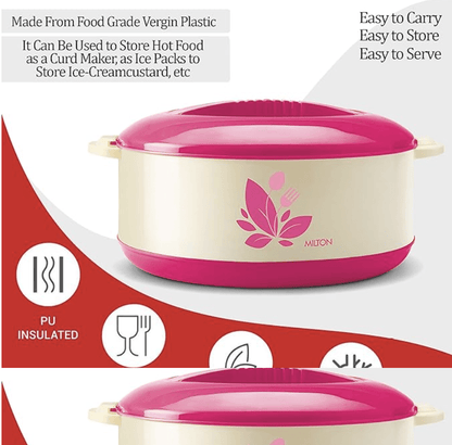 மில்டன் நியூ ஆர்க்கிட் 1500 இன்னர் ஸ்டீல் கேசரோல், 1260 மிலி | PU இன்சுலேட்டட் | BPA இல்லாதது | வாசனை இல்லாதது | உணவு தரம் | எடுத்துச் செல்ல எளிதானது | சேமிக்க எளிதானது | சப்பாத்திக்கு ஏற்றது | ரொட்டி | தயிர் தயாரிப்பாளர் 