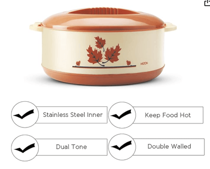 MILTON New Orchid 2000 Inner Steel Casserole, 2100 ml| PU Insulated | BPA Free | Odour Proof | Food Grade | Easy to Carry | Easy to Store | Ideal for Chapatti | Roti | Curd Maker