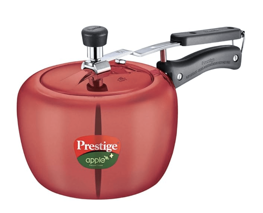 Prestige Apple Plus Aluminium Inner Lid Pressure Cooker, 3 Litres, Red, 3 Liter