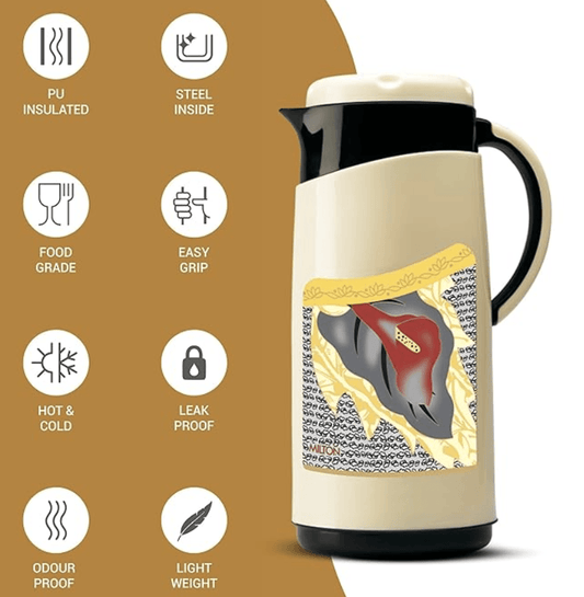 மில்டன் விவா டஃப் 1500 இன்சுலேட்டட் இன்னர் ஸ்டெயின்லெஸ் ஸ்டீல் ஜக், 1.35 லிட்டர், 1 பீஸ் | BPA இல்லாதது | சூடாகவும் குளிராகவும் | எடுத்துச் செல்ல எளிதானது | கசிவு இல்லாதது | தேநீர் ஜக் | காபி ஜக் | தண்ணீர் ஜக் | சூடான பானங்கள் 