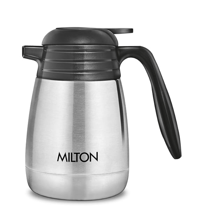 Milton Classic 1000 Thermosteel 24 Hours Hot or Cold Carafe, 1000 ml, Silver | Double Walled | Rust Proof | Food Grade | Easy to Carry | Tea, Coffee, Juice-1