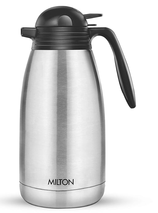 Milton Classic 1500 Thermosteel 24 Hours Hot or Cold Carafe, 1500 ml, Silver | Double Walled | Rust Proof | Food Grade | Easy to Carry | Tea, Coffee, Juice