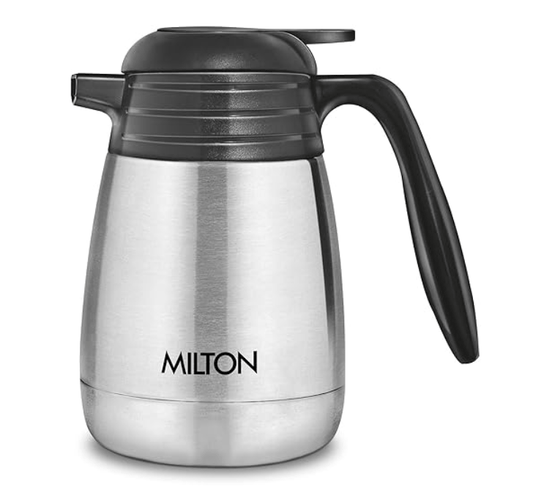 Milton Thermosteel Carafe 24 Hours Hot and Cold, 600 ml, Silver | Rust Proof | Double Walled | Easy to Carry | Food Grade | Tea | Coffee | Juice