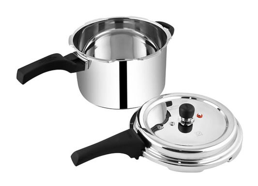 Prestige 6.5 Litres Deluxe Alpha Svachh Induction Base Outer Lid Stainless Steel Pressure Cooker | Deep lid controls spillage| Silver | Pressure Indicator | Gasket-Release System | Anti-Bulge Base