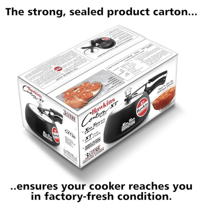 Hawkins Contura Black XT Induction Compatible Pressure Cooker, 3 Litre, Black (CXT30)