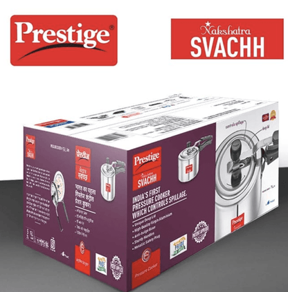 Prestige Nakshatra Plus Svachh Aluminium Straight Wall Inner Lid Pressure Cooker - Silver, 5 L, 5 Liter
