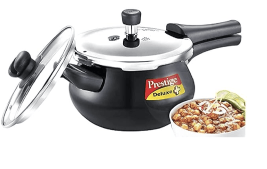 Prestige Deluxe Duo Plus Hard Anodised Outer Lid Handi Pressure Cooker With Stainless Steel Lid 3.0 Liters and Glass lid